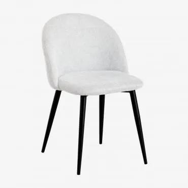 Confezione da 4 sedie da pranzo Kana Nero & Tessuto Bianco Antico - Sklum