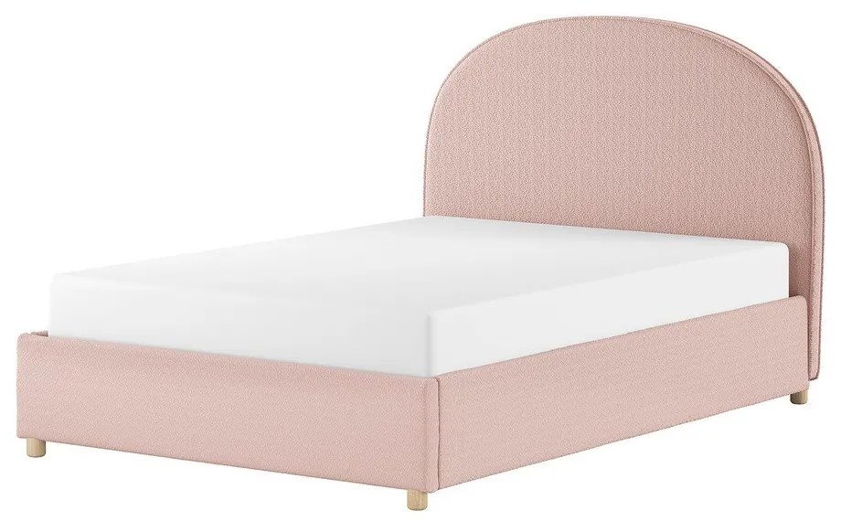 Letto matrimoniale imbottito rosa con contenitore con rete inclusa 140x200 cm Moon – Vipack