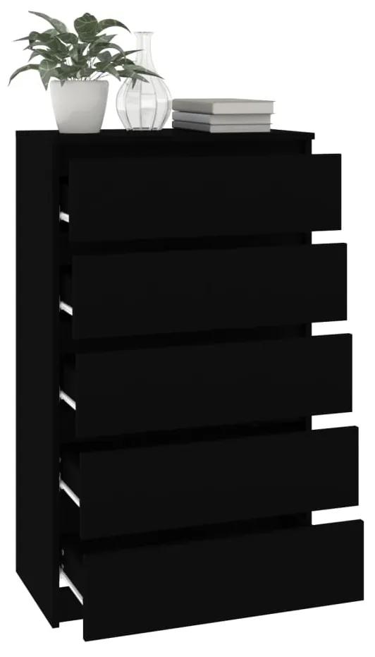 Cassettiera nera 60x36x103 cm in legno multistrato