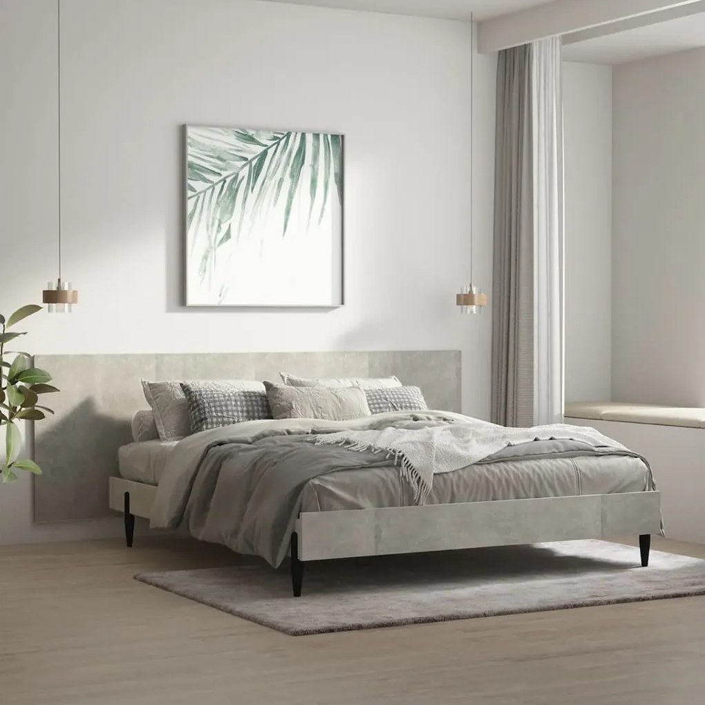 Testiera letto grigio cemento 240x1,5x80cm legno ingegnerizzato