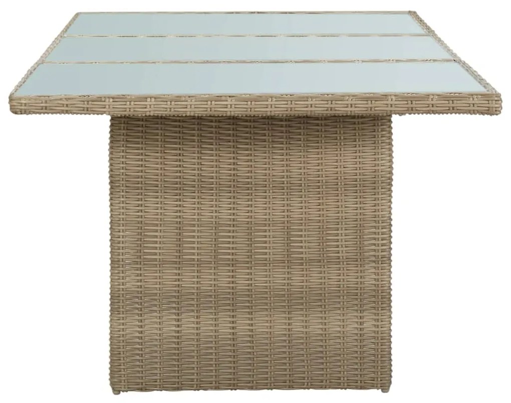 Tavolo da giardino marrone 200x100x74 cm in vetro e polyrattan