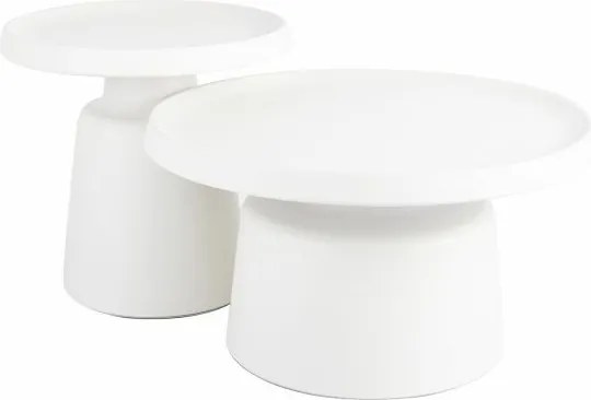 Set di 2 Tavolini da caffè Rodos in bianco/grigio - ø50/ø70