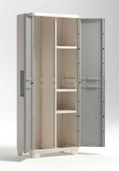 Armadio portascope in resina Linear Wood 68x39x173h, effetto legno, piedini regolabili