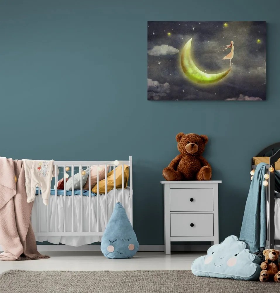 Quadro su tela – Ragazza sulla luna