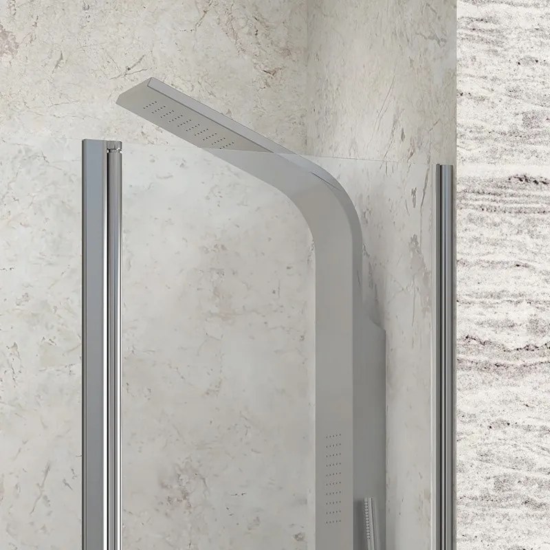 Porta doccia battente con laterale fisso 120.5-125.5 cm | KPX4000C - KAMALU