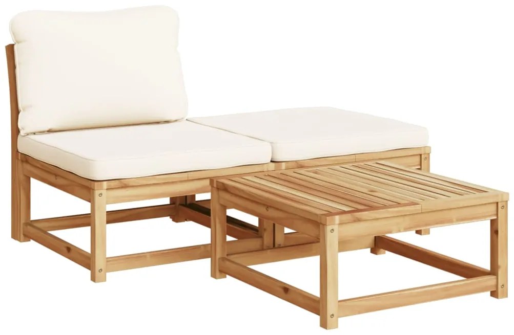 Set salotto da giardino 5 pz con cuscini legno massello acacia