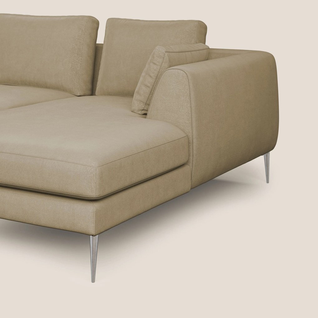 Plano divano moderno angolare con penisola in microfibra smacchiabile T11 beige