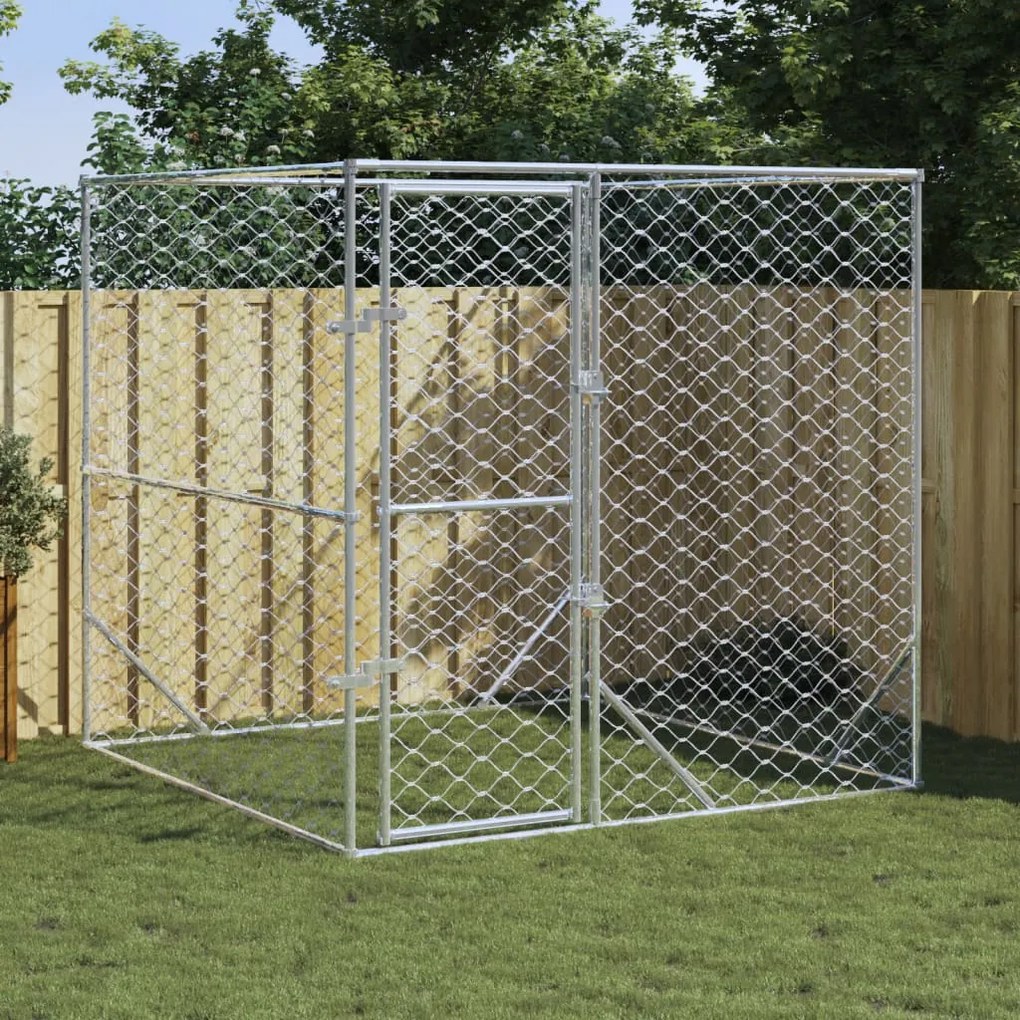 Cuccia Per Cani Da Esterno Argento 2x2x2 M Acciaio Zincato /