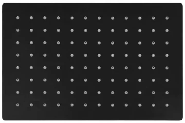 Soffione doccia rettangolare 30x20 cm nero opaco in acciaio inox