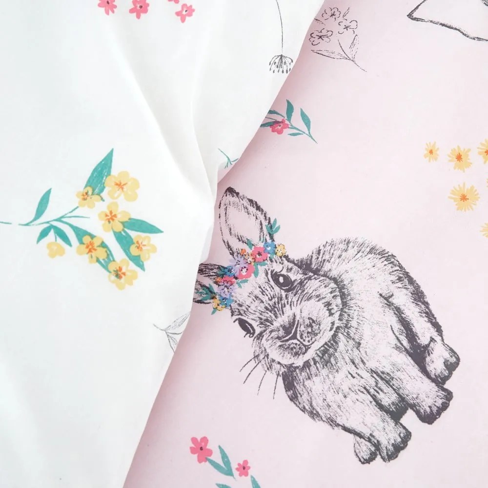 Set copripiumino e federa da bambini rosa per letto singolo 135x200 cm Bunny Tails Ditsy Flowers – Catherine Lansfield