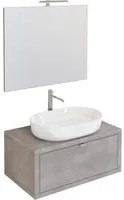 Mobile Bagno Sospeso 80 cm Lavabo e Specchio Bonussi Orione Grigio Effetto Cemento