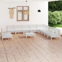 Set Salotto da Giardino 12 pz in Legno Massello di Pino Bianco 3083150