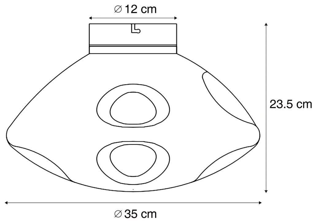 Plafoniera di design nera con vetro fumé - Gemma