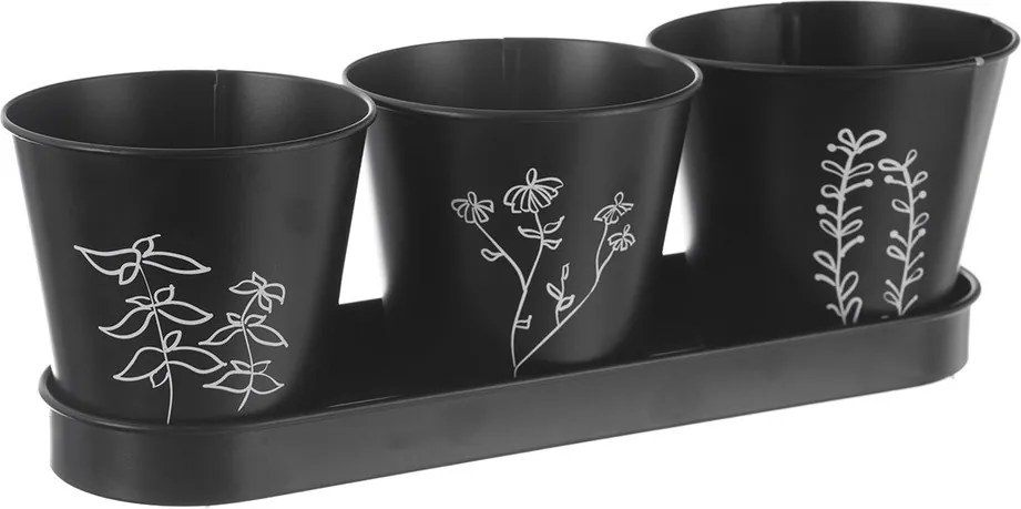 Set di vasi in metallo per erbe aromatiche 3 pz ø 11 cm Black - Orion