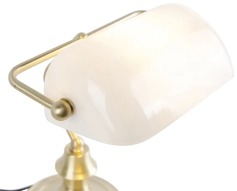 Lampada da notaio classica dorata con vetro opale - Banker