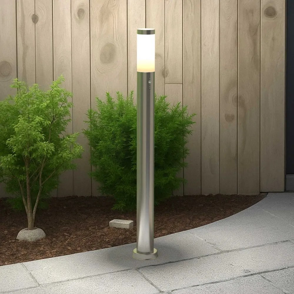 Paletto da giardino con Sensore Movimento 1m in Acciaio Inox E27 Colore Inox