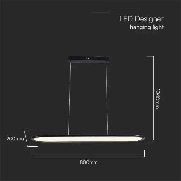 Lampadario LED a sospensione con filo LED/24W/230V 4000K nero