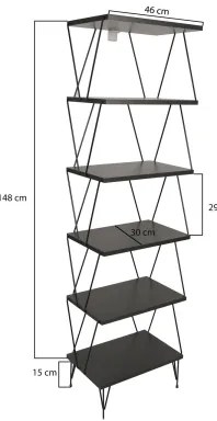 Libreria BALABAN 165x48 cm antracite/nero