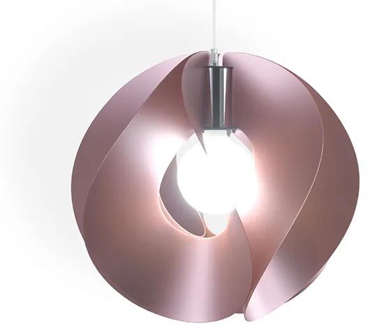 Sospensione Moderna A 1 Luce Atom In Polilux Rosa Metallico D54 Made In Italy