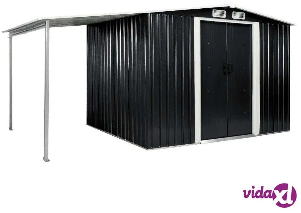 vidaXL Capanno con Porte Scorrevoli Antracite 386x205x178cm Acciaio