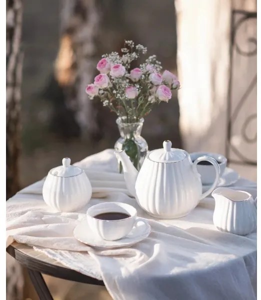 Set da caffè in porcellana, 15 pezzi, bianco