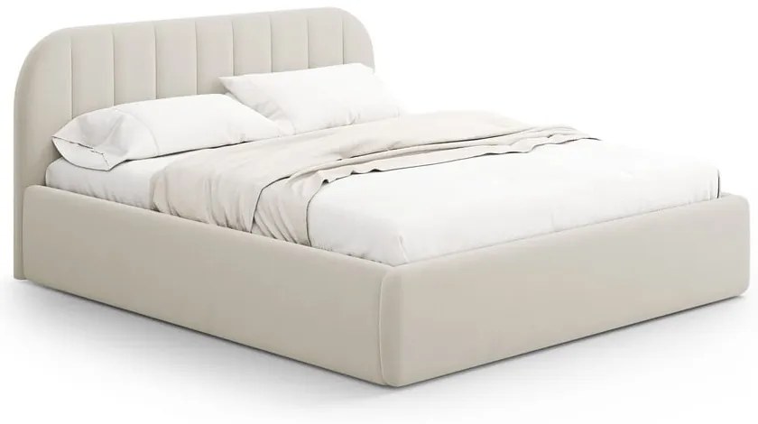 Letto matrimoniale imbottito beige con contenitore con rete inclusa 180x200 cm Juno – Windsor & Co Sofas