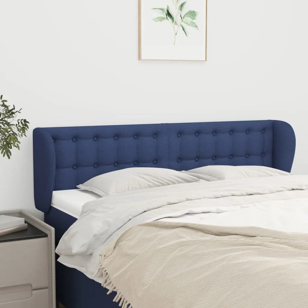 Testiera ad orecchio blu 147x23x78/88cm in tessuto