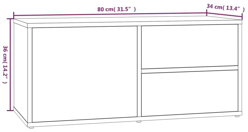 Mobile Porta TV Grigio Sonoma 80x34x36 cm in Legno Multistrato