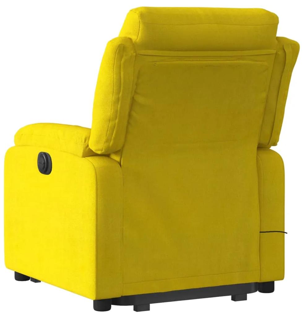 Poltrona alzapersona massaggiante reclinabile gialla in velluto