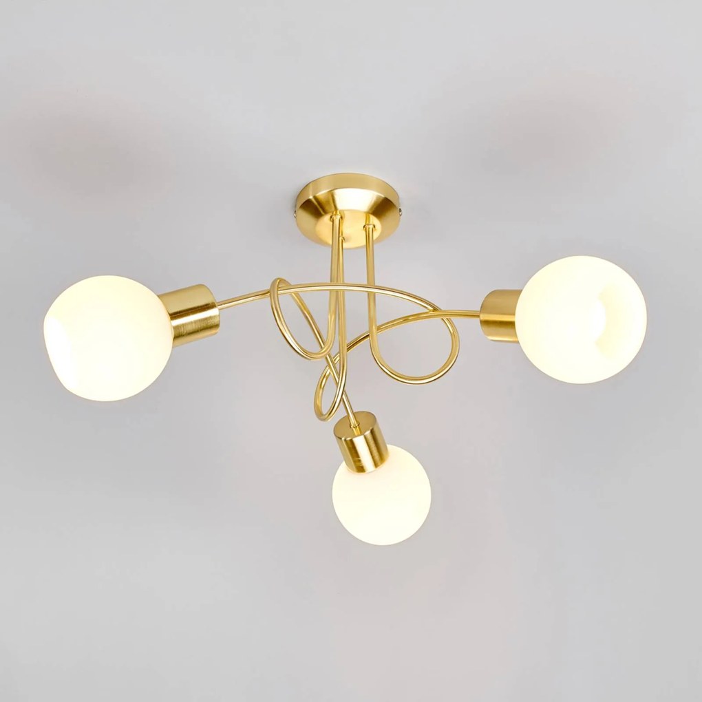 Plafoniera soffitto ELAINA Lindby, dimmerabile, Ottone / Oro, Soggiorno / Sala da pranzo, Metallo, Moderno, Plafoniera