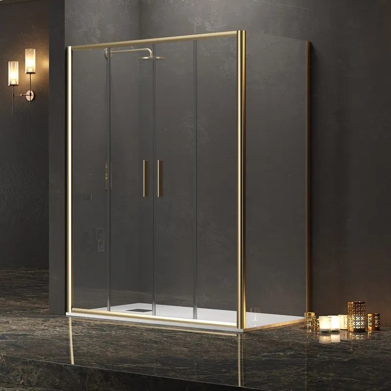 Kamalu - Box doccia 80x170 colore oro opaco doppio scorrevole | KE-6000G