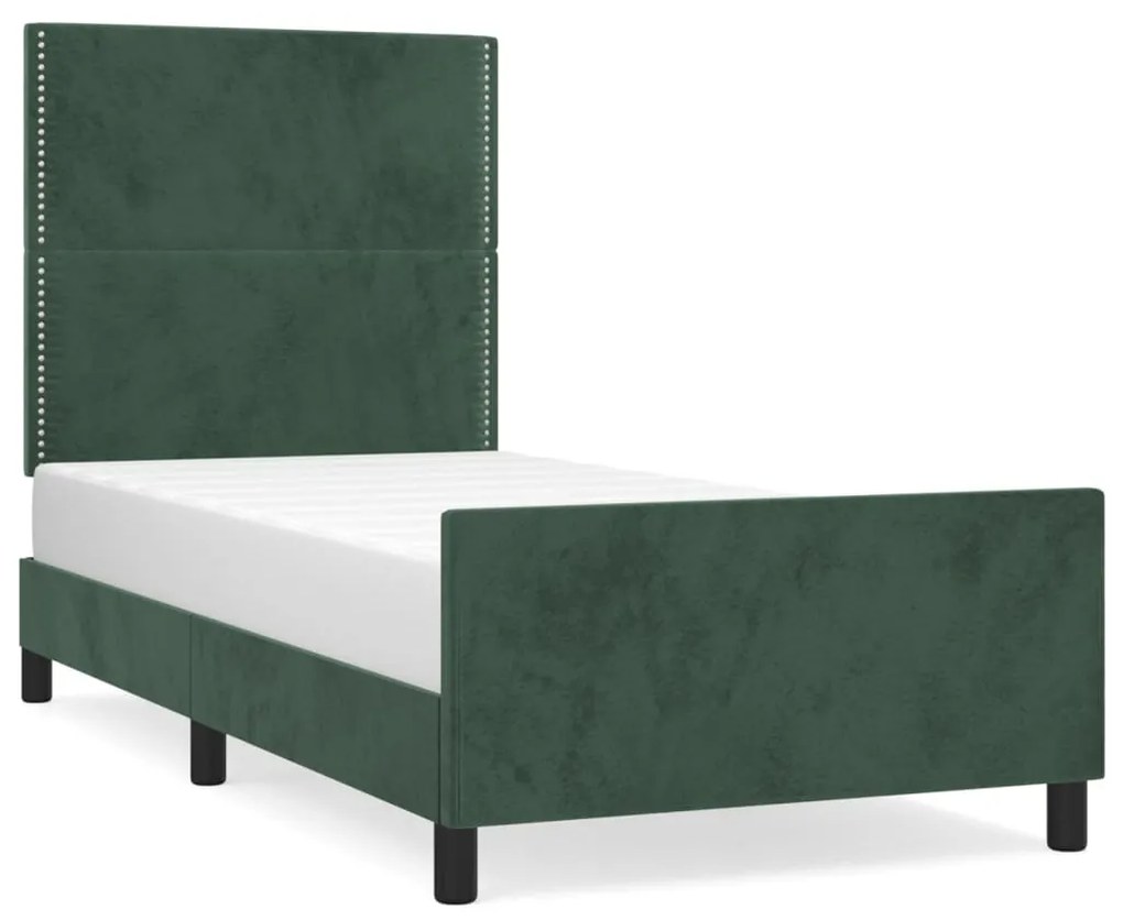 Giroletto con testiera verde scuro 90x190 cm in velluto
