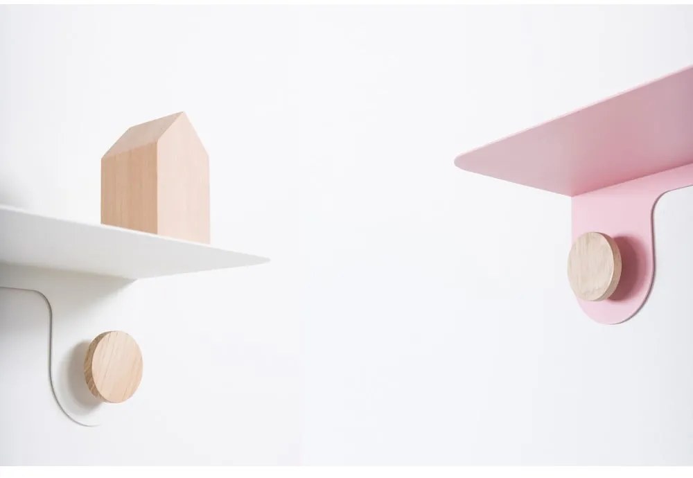 Mensola da parete in acciaio nero con dettaglio in legno di quercia con 2 ganci , lunghezza 70 cm Hook - Gazzda