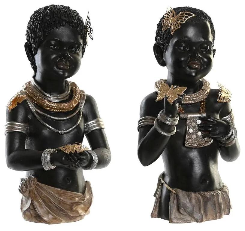Statua Decorativa DKD Home Decor Resina Coloniale Africana (20,5 x 18 x 35 cm) (2 Unità)