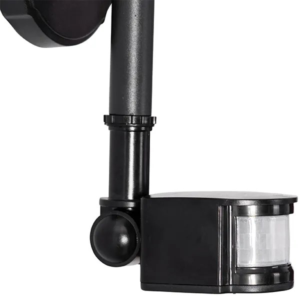 Lampada da parete per esterni nera IP44 con sensore di movimento - Daphne