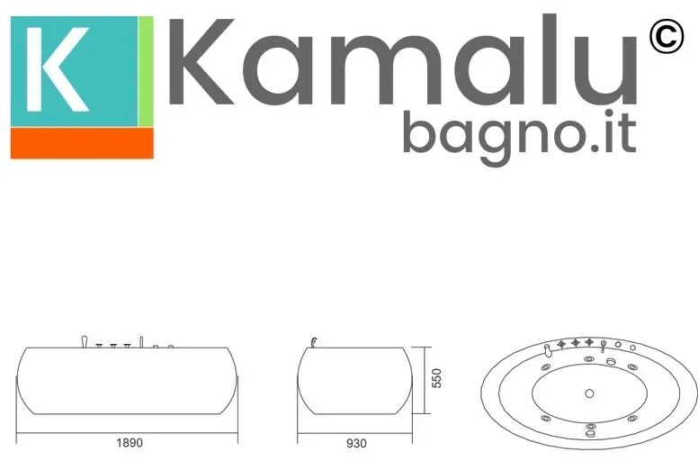 Kamalu - Vasca idromassaggio ovale freestanding | D-200K