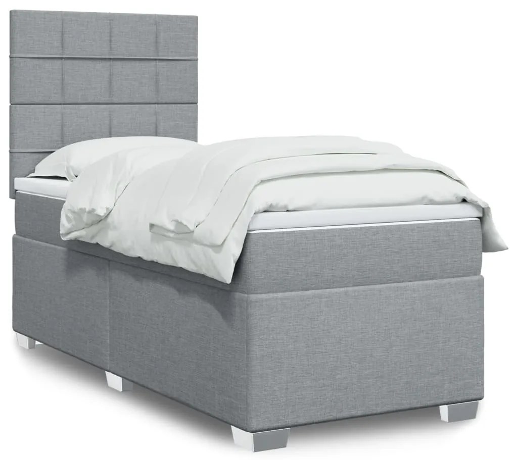 Giroletto A Molle Con Materasso Grigio Chiaro 90x200 Cm Tessuto /
