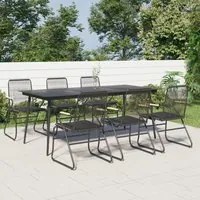 Set da Pranzo da Giardino 7 pz Nero in Rattan PVC 3060271