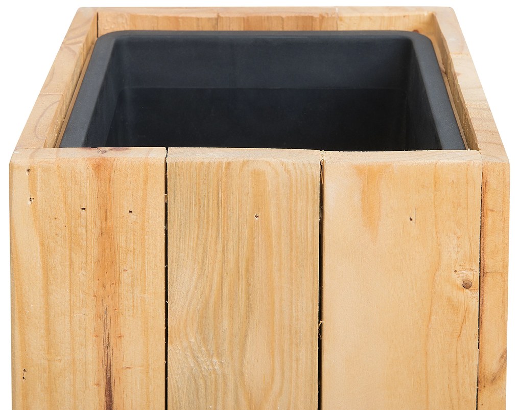 Vaso per piante legno naturale 28 x 28 x 60 cm SYKIA Beliani