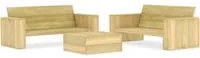 Set Divani da Giardino 3 pz in Legno di Pino Impregnato cod mxl 39384