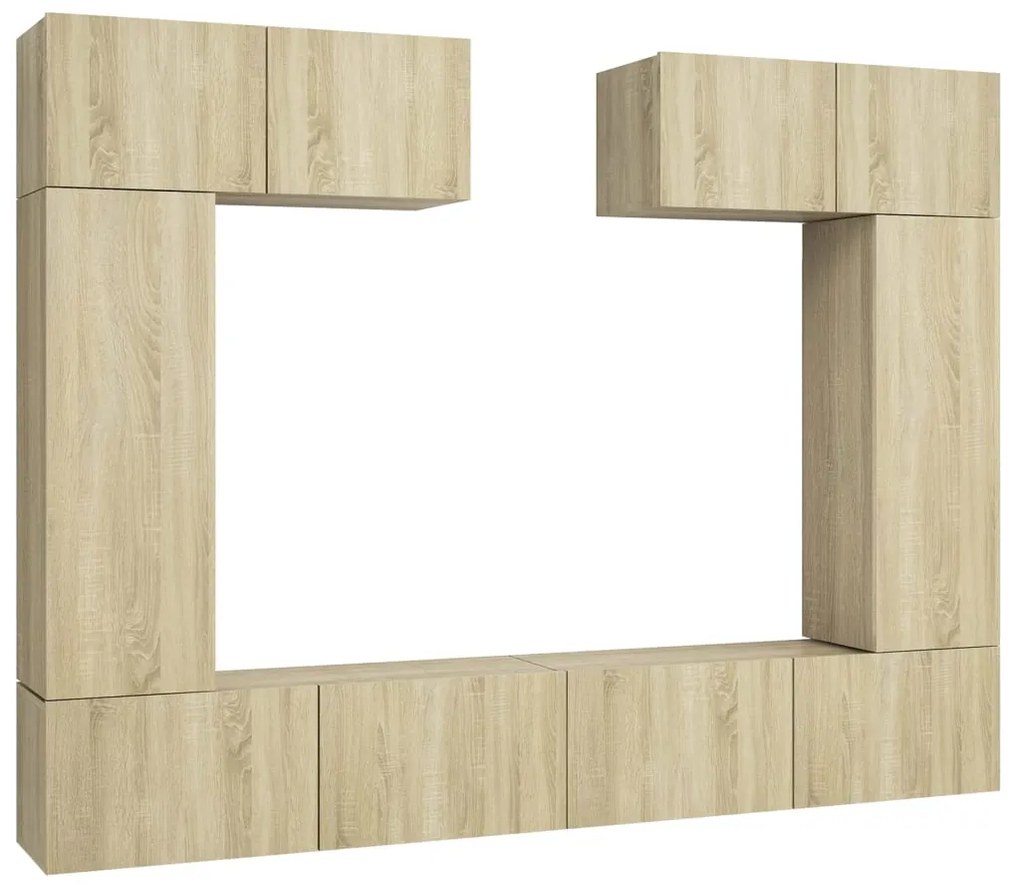 Set di mobili porta tv 6 pz rovere sonoma in legno multistrato