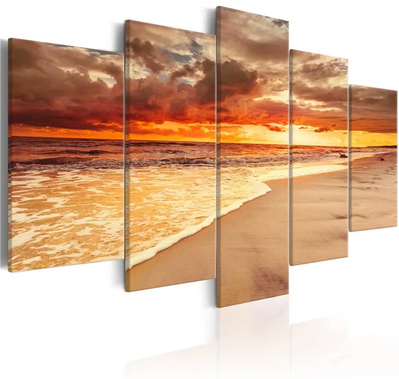 Quadro  Sea: Beautiful Sunset  Colore Grigio, Dimensioni e Misure 200x100