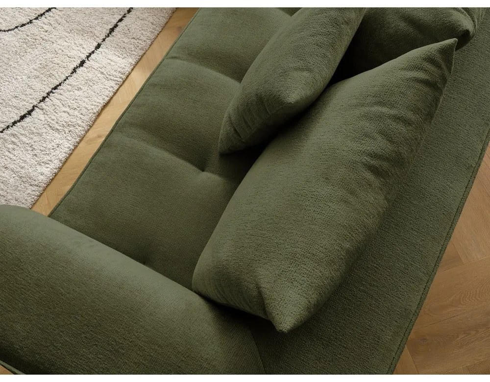 Divano angolare verde (penisola a destra/a L) con rivestimento in ciniglia Whesley – Bobochic Paris