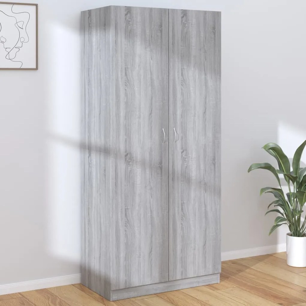 Armadio Grigio Sonoma 90x52x200 Cm İn Legno Multistrato /