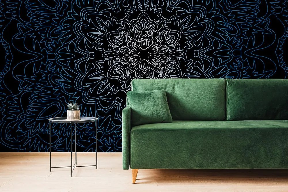 Carta da parati – Mandala ornamentale su sfondo nero