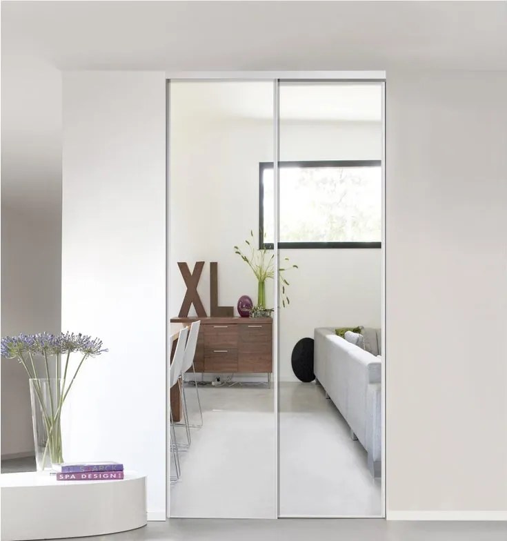 Kit anta scorrevole con binario OPTIMUM 2 ante specchio argento L 120 x H 270 cm