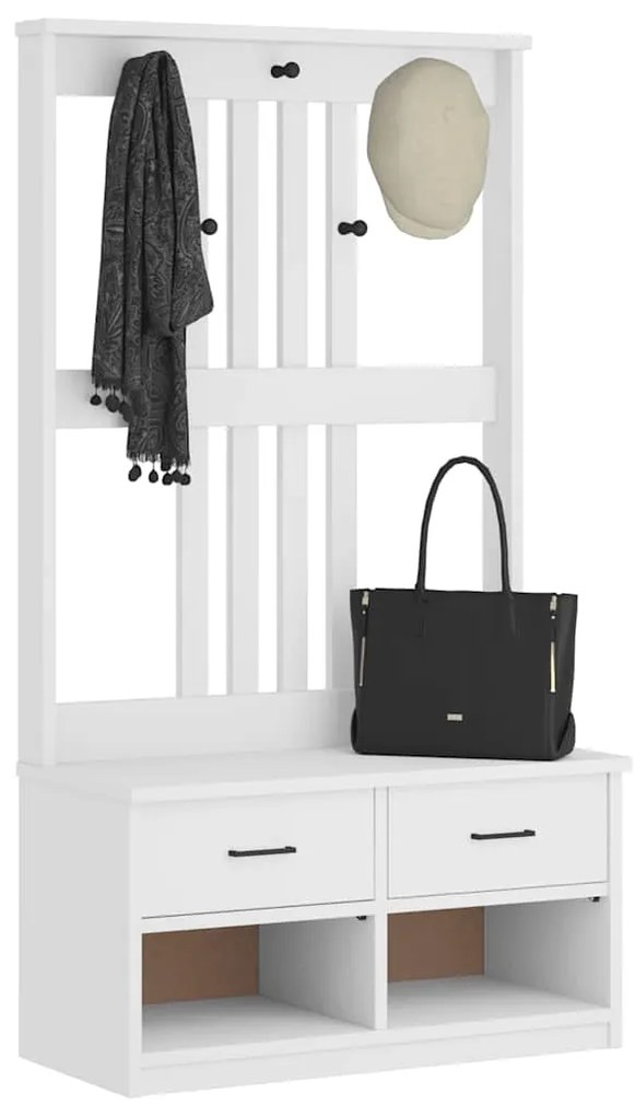 Albero Da Ingresso Sandens Bianco 87x40x159,5 Cm Legno Di Pino /