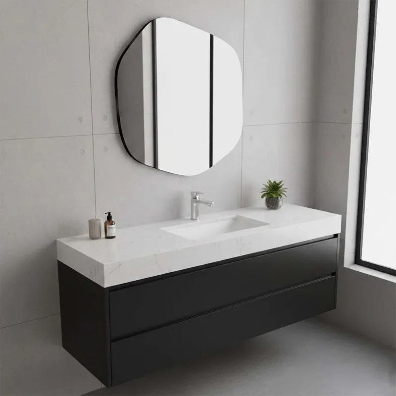 Specchio Board irregolare in polistirene nero 100 x 90 cm