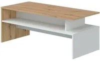 Tavolino da salotto Dmore, Tavolino soggiorno, Tavolino da caff, Tavolo basso, 100x50h43 cm, Rovere Nodi e Bianco lucido