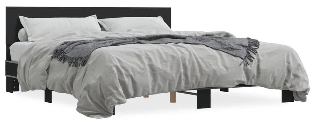 Giroletto Nero 200x200 Cm İn Legno Multistrato E Metallo /
